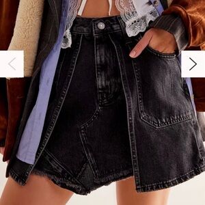 We The Free Bare with Me Denim Skirt- Black- Size 24